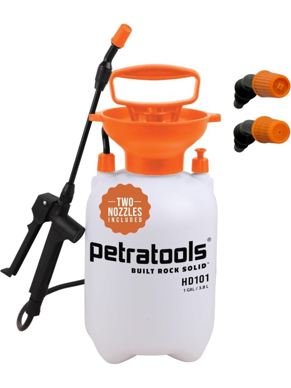 Garden Pump Sprayer with 52" Hose, 2 Nozzles, 1 Gallon Capacity - Perfect for